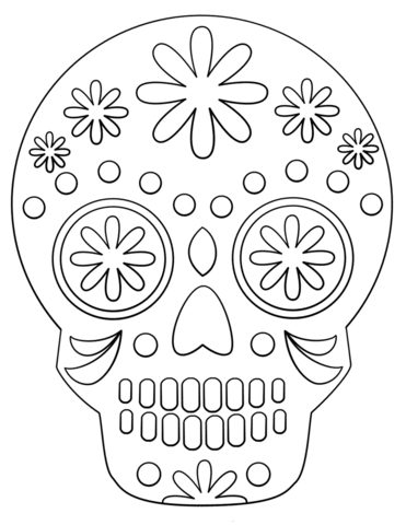 Simple Sugar Skull Coloring Page